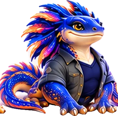 Uncle Neut, a blue Neut in a work jacket